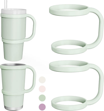 NiHome Tumbler Handles Compatible with 20oz Stanley Quencher 20oz YETI Rambler Tumblers, Silicone Tumbler Handles for Home Travel Outdoors Daily Use, BPA-Free and Dishwasher Safe (Cream)