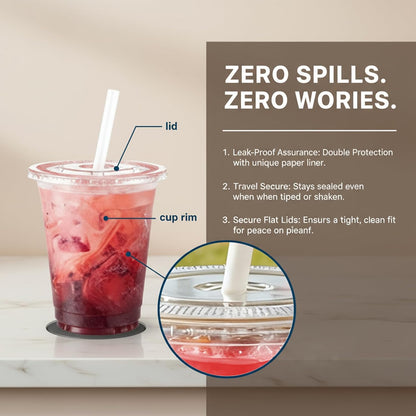 110 Pack Clear Plastic Cups with Lids and Straws, 16 oz Disposable Iced Coffee Cups To Go, BPA-Free Cold Drink Cups for Smoothie, Matcha, Parties, Party