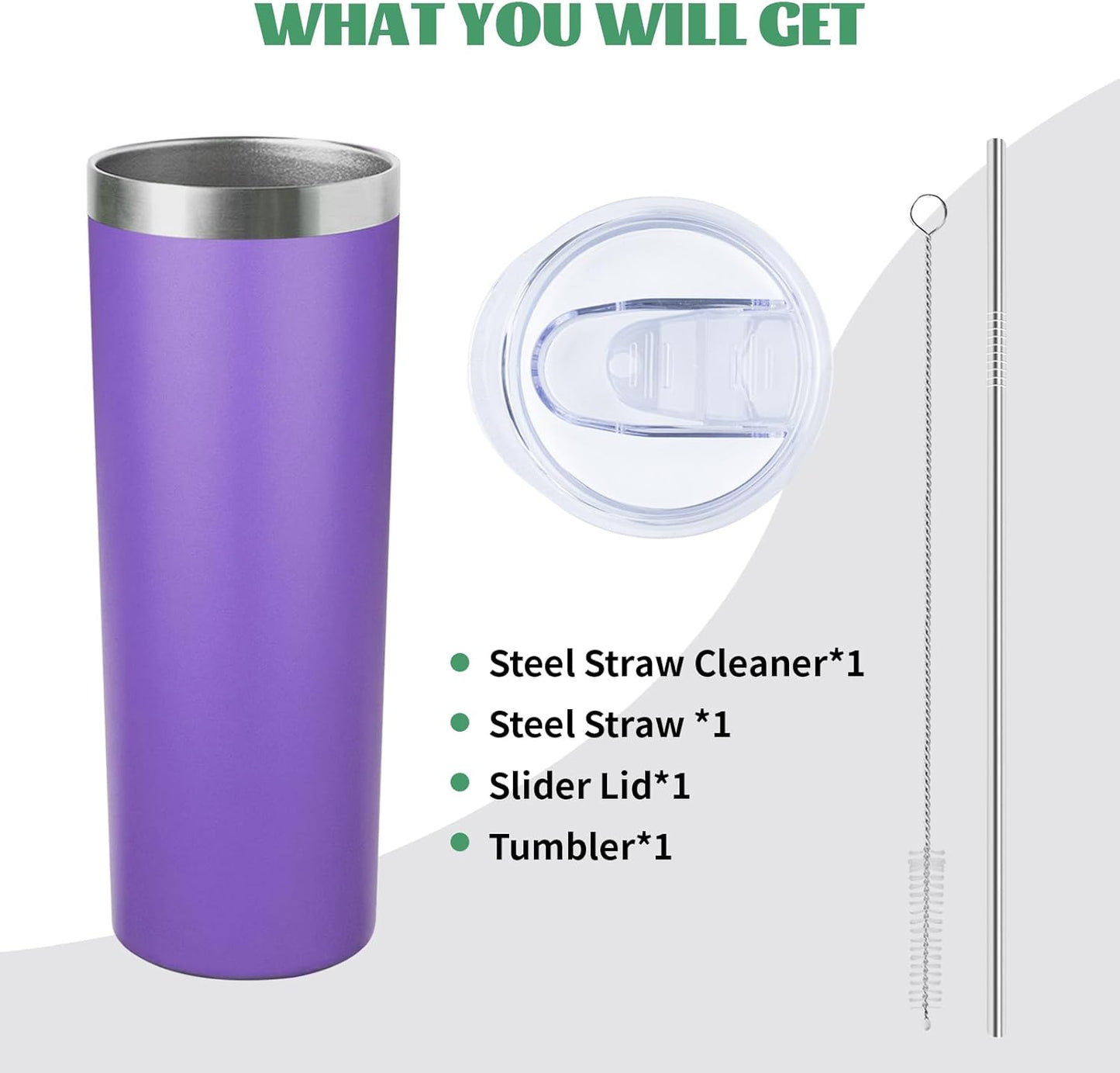 20 oz Skinny Tumblers with Lid and Straw,Stainless Steel Vacuum Insulated Tumbler Cup Double Wall Travel Coffee Mug, Thermal Water Tumbler for Hot and Cold Drinks(Rose Gold,1)