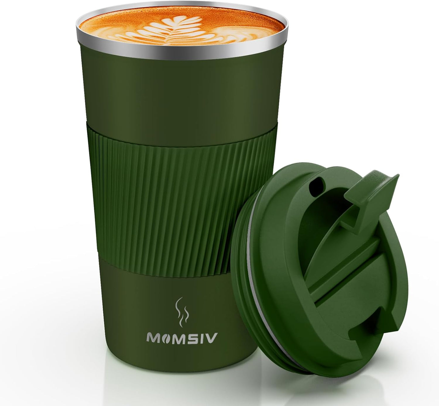 MOMSIV 12oz Travel Mug, Insulated Coffee Cup with Leakproof Lid, Travel Coffee Mug Vacuum Stainless Steel Double Walled Reusable Coffee Cup for Hot and Cold Water Coffee