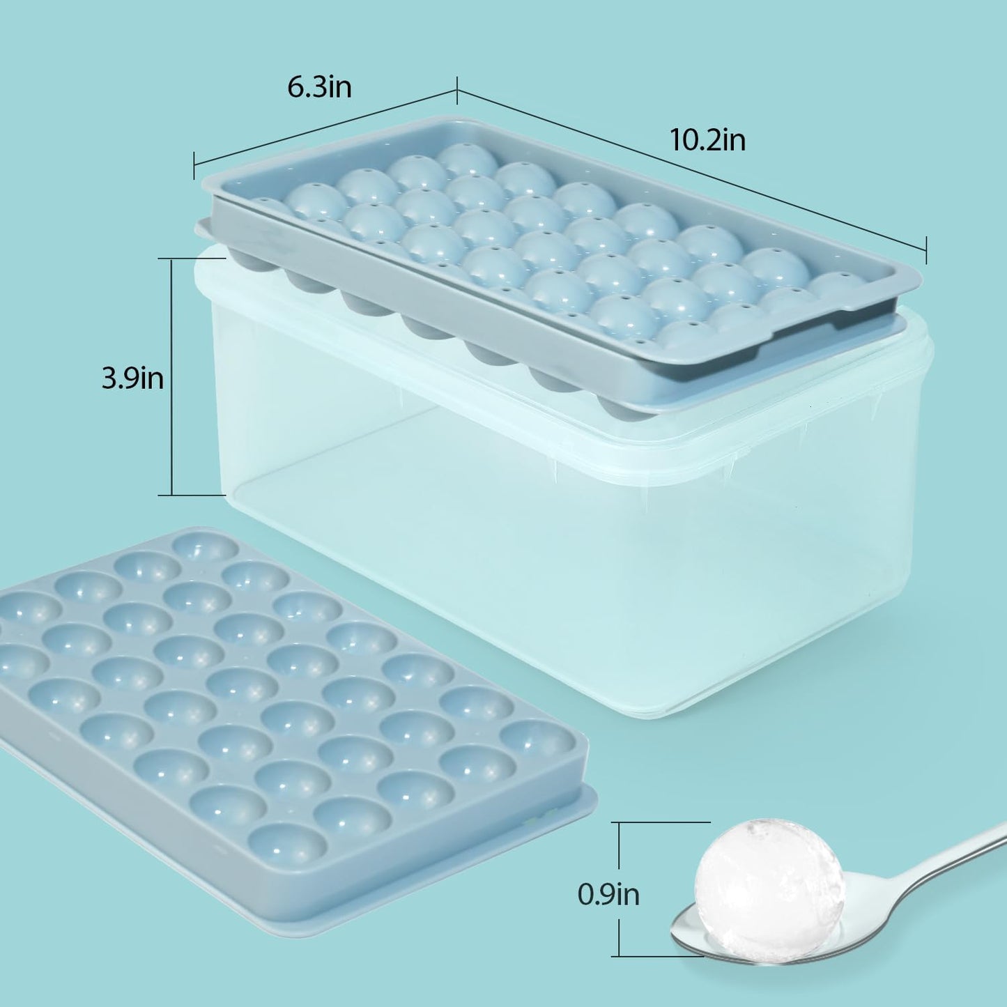 Ice Cube Tray with Lid and Bin – Round Ice Cube Trays for Freezer, BPA-Free Food-Grade Ice Mold, Stackable Ice Ball Maker, Iced Bucket Kits, Circle Ice Tray for Cocktails, Whiskey, Coffee, and Drinks