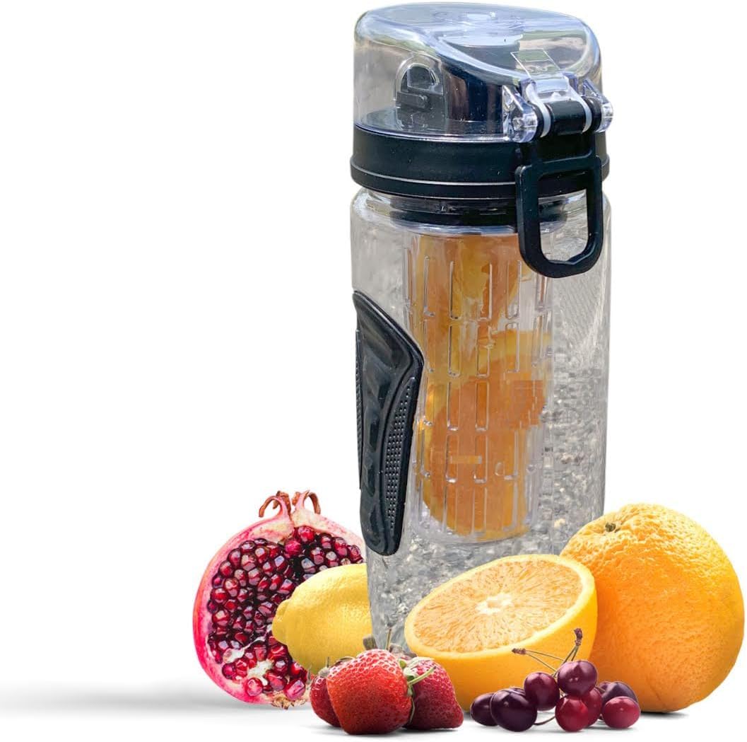 AIC Sport Fruit Infuser Water Bottle, Flip Top Lid & Dual Anti-Slip Grips, BPA Free Infuser Water Bottle,