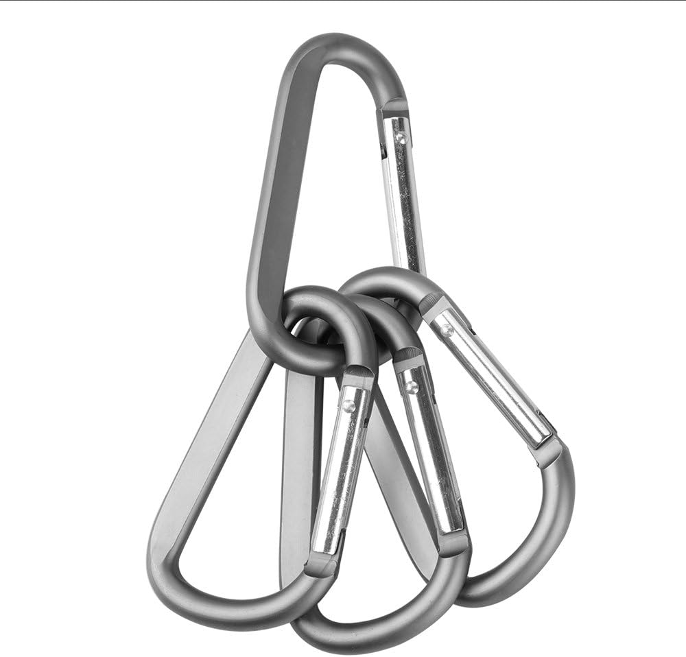 CampTek Carabiner Caribeaner Clip,3" Large Aluminum D Ring Shape Carabeaner with Keyring Keychain Hook