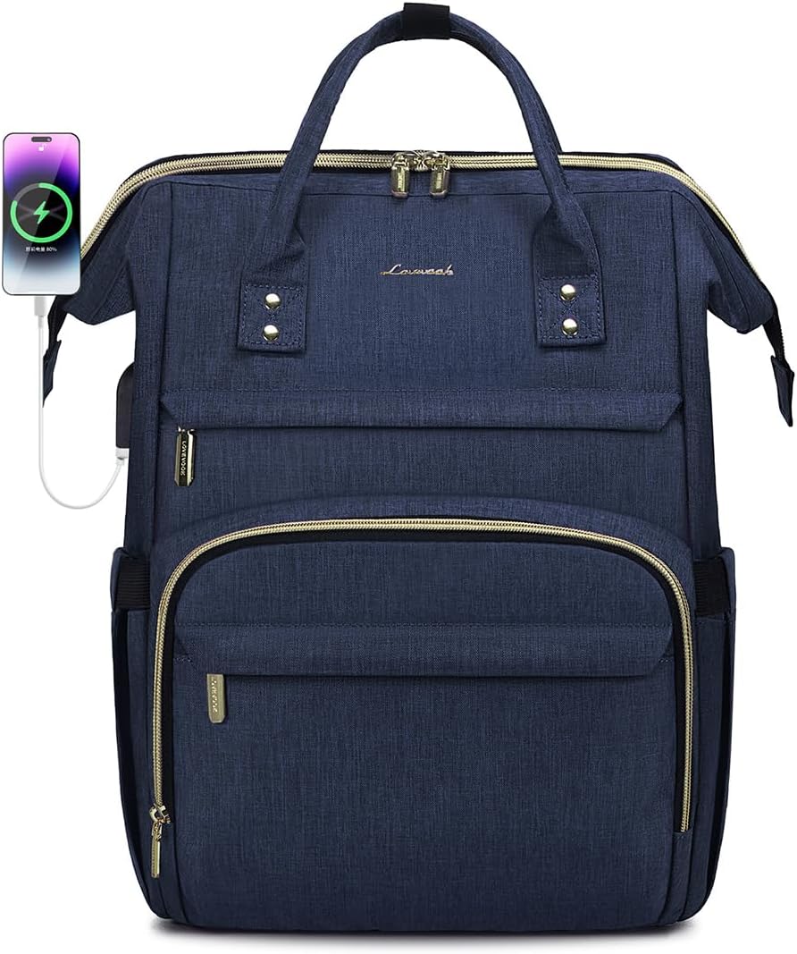 LOVEVOOK Laptop Backpack for Women with Giant Tumbler Holder Pocket,15.6 inch Waterproof Travel Backpack Purse Computer Laptop Bag,Professional Work College Nurse Teacher Backpack Casual Daypack,Black