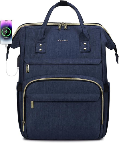 LOVEVOOK Laptop Backpack for Women with Giant Tumbler Holder Pocket,15.6 inch Waterproof Travel Backpack Purse Computer Laptop Bag,Professional Work College Nurse Teacher Backpack Casual Daypack,Black