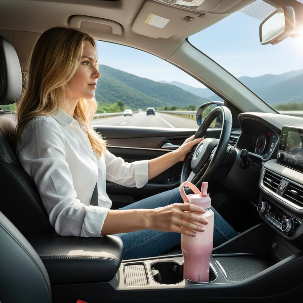 SENDESTAR 40oz Water Bottle Wide Mouth Stainless Steel Vacuum Insulated Double Wall with Straw Lids Fit in Any Car Cup Holder