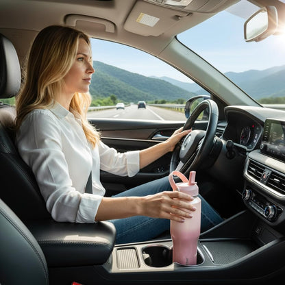 SENDESTAR 40oz Water Bottle Wide Mouth Stainless Steel Vacuum Insulated Double Wall with Straw Lids Fit in Any Car Cup Holder
