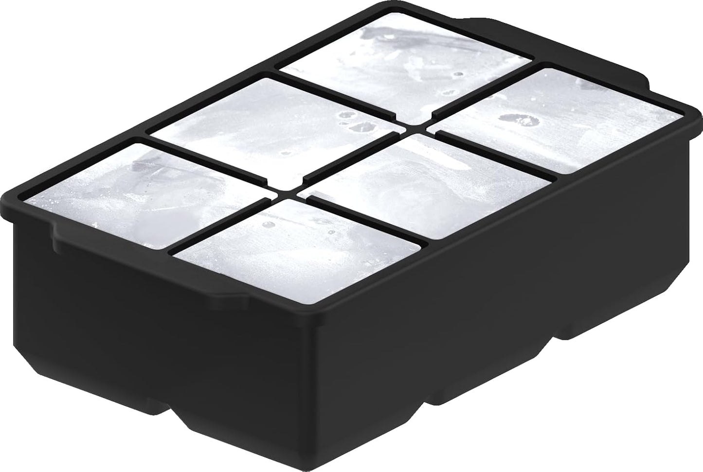 KitchFort Large Silicone Ice Cube Tray (2-Pack), Easy Release 2" Big Ice Cubes - Cocktail, Whiskey Ice Cubes Mold - Ice Trays for Freezer with Lid - Stackable Silicone Ice Tray - Black