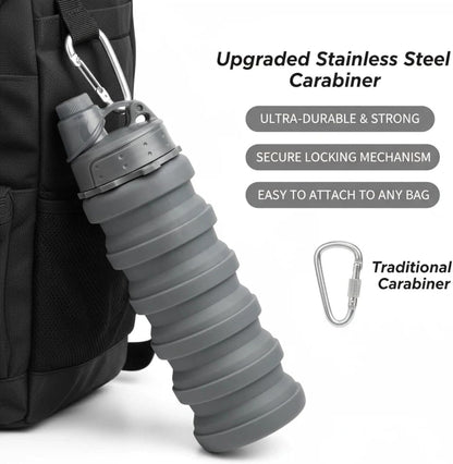 Collapsible Water Bottles Travel water bottle Sports Portable Sport Water Bottle Reusable Water Bottles comes with mountaineering Buckle 500ml silicone Water-proof camping water bottle