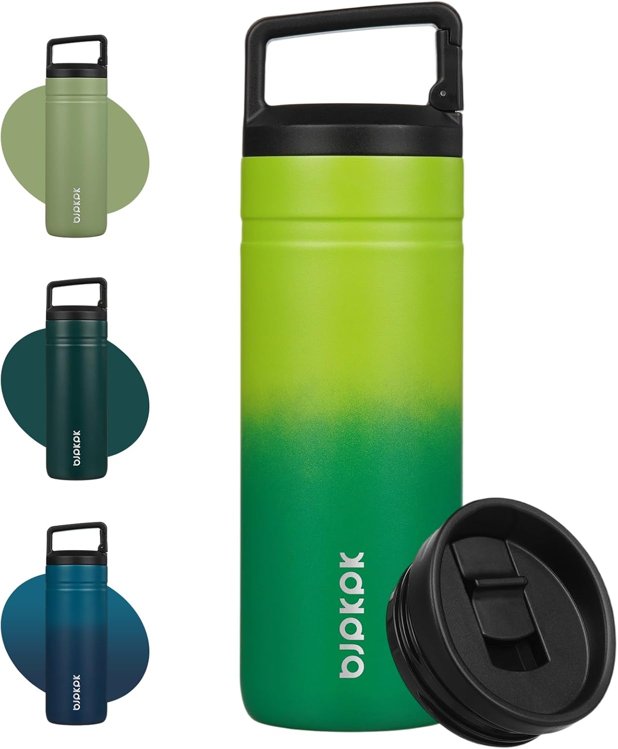BJPKPK Insulated Water Bottle with 2 Lids,20 oz Double Wall Stainless Steel Vacuum Tumbler Travel Coffee Mug,Wide Mouth Thermal Cup,Haze Blue