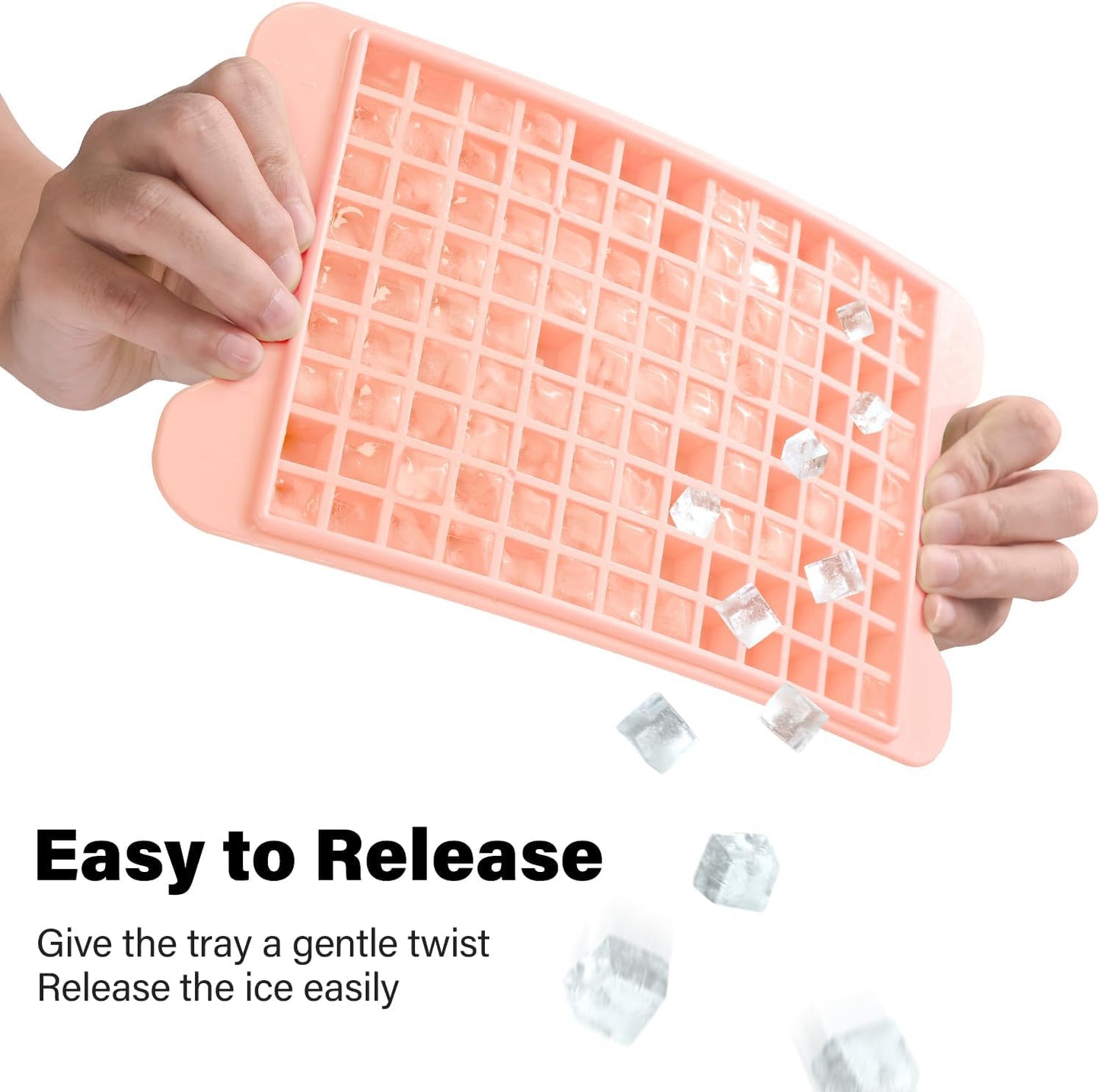 Mini Ice Cube Tray for Freezer: FDDBI Small Ice Trays for Freezer with Bin - 117×4PCS Easy Release Nugget Ice Tray - Crushed Ice Tray with Container