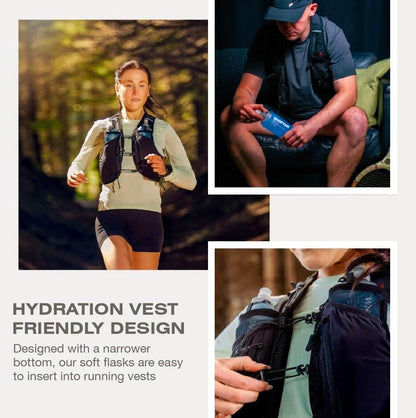 SWIFTER 2x Soft Flask 500ml | Running, Hiking, Cycling Hydration Flask | Collapsible, Leakproof, Reusable | Matt Finish, Sky Blue