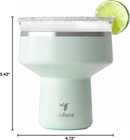 REDUCE Saltini 16 oz Cocktail Tumbler - Insulated Margarita Tumbler with Lid - Keeps Drinks Cold for 10 Hours - 360 Sippable Martini Glass Alternative - Shatterproof, Perfect for Parties - Cloud Blue