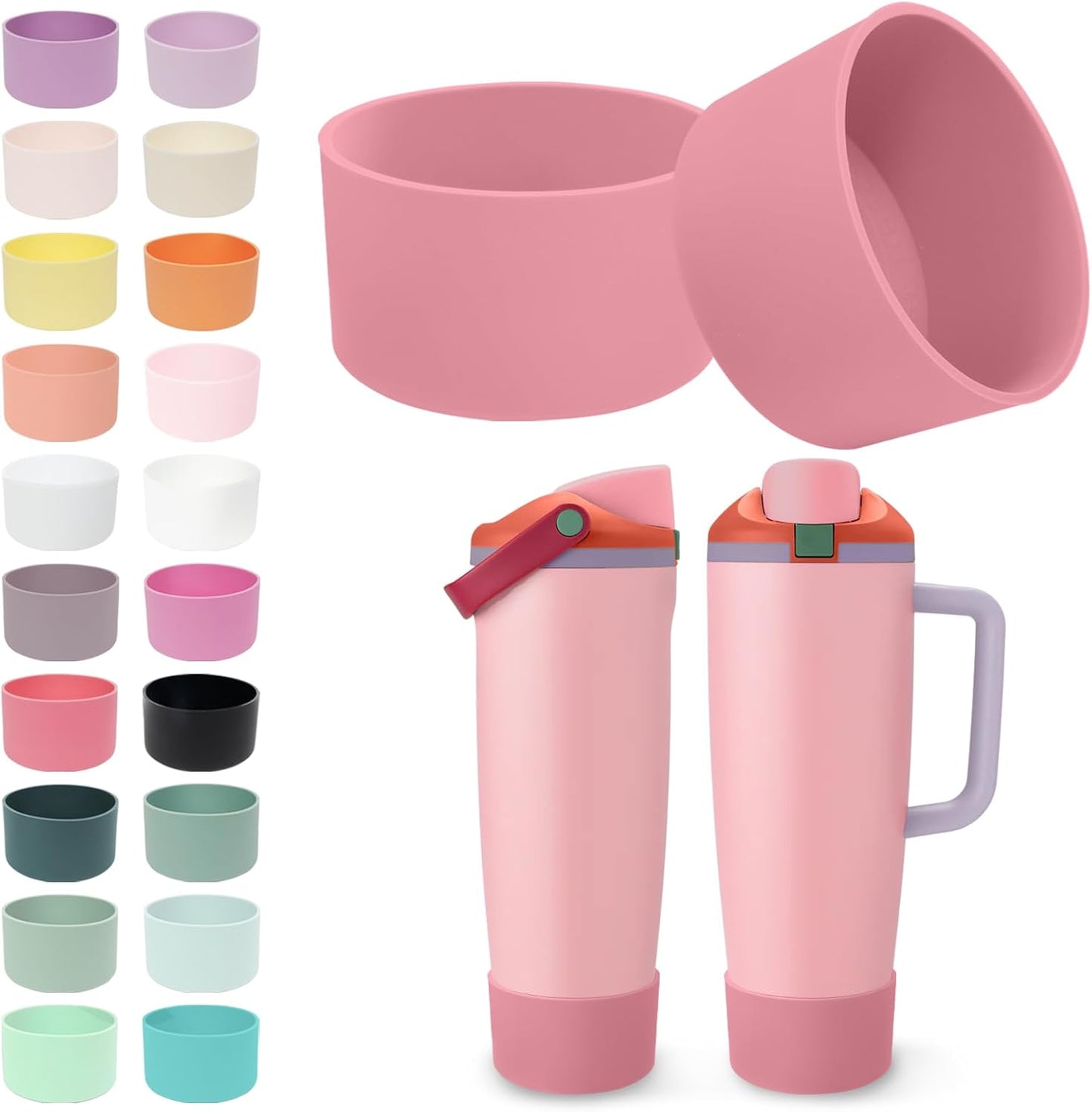 2PCS Silicone Boots for Owala 30oz & 40oz FreeSip Sway Bottles & Tumblers – Non-Slip, Scratch-Resistant, Stability Enhancer for Owala Accessories (Eucalyptus Green) - Colors A
