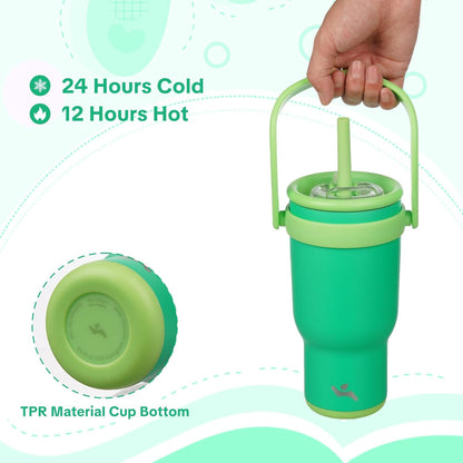 Konokyo 30 oz Tumbler with Side Handle, Insulated Water Bottle with Straw and 2 in 1 Lid, Stainless Steel Cup Travel Coffee Mug for Sports Office Gym,Purple
