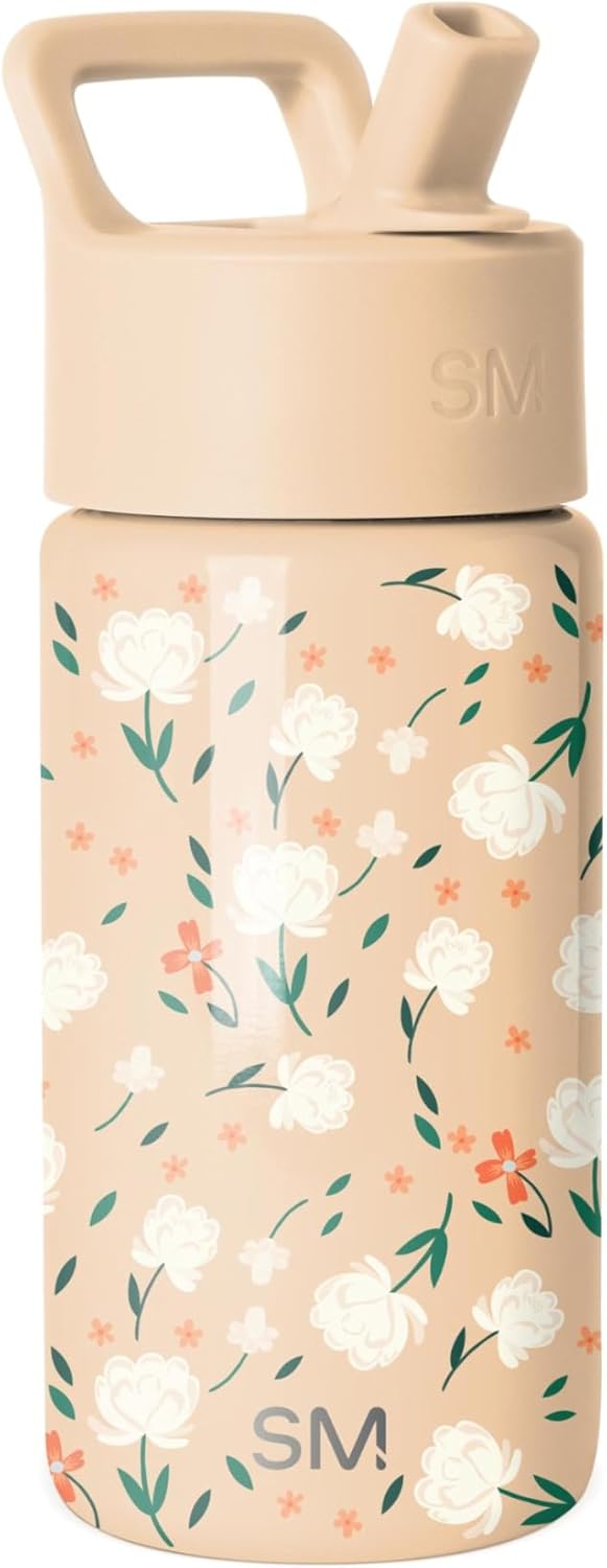 Simple Modern Kids Water Bottle with Straw Lid | 14oz Insulated Stainless Steel Kids Tumbler & Spill Proof Toddler Cup for School, Girls, Boys | Summit | Chloe Floral - Colors A