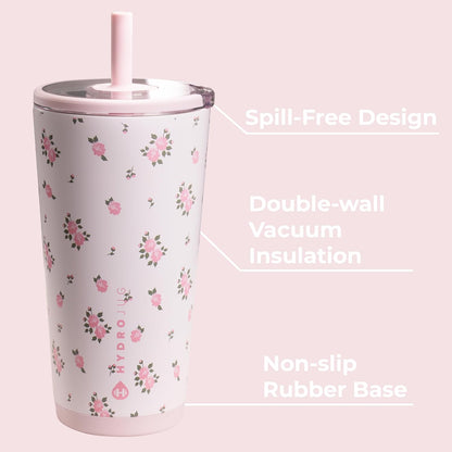 HydroJug Everyday Tumbler 20 oz – Ceramic-Lined Insulated Tumbler with Straw and Soft-Touch Lid, Cup Holder Friendly, Double-Wall Vacuum Insulation, Reusable Travel Cup – Rodeo