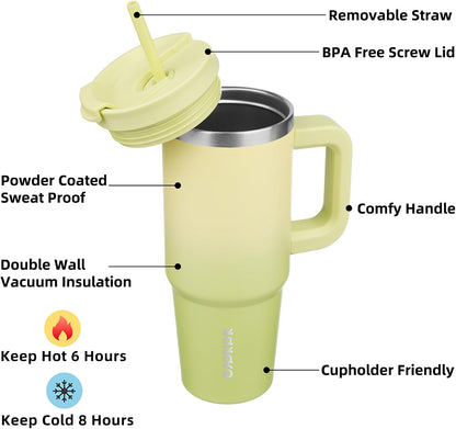 BJPKPK 30oz Stainless Steel Insulated Tumbler With Handle And Lid Straw Travel Coffee Mug Thermal Cup,Black