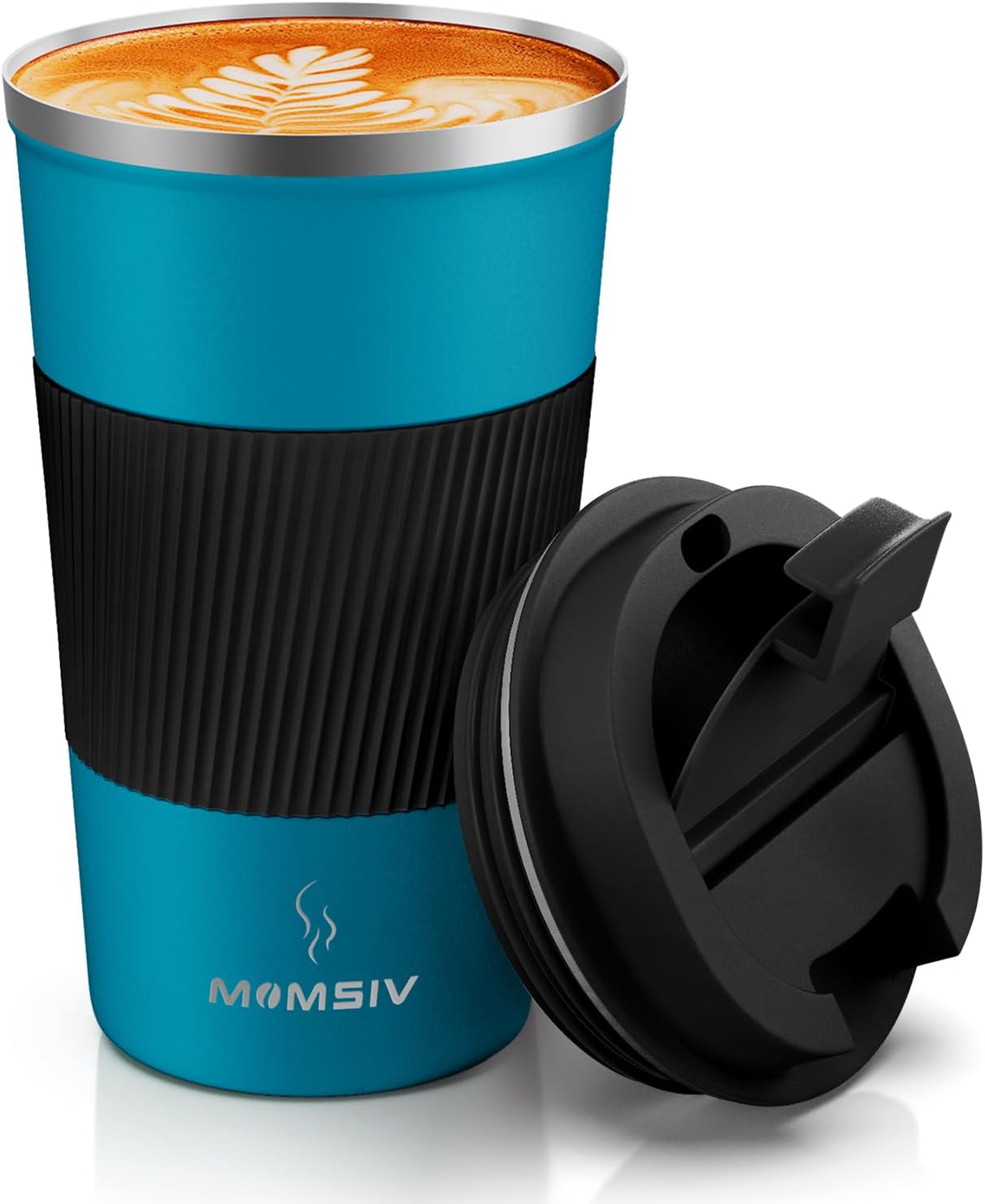 MOMSIV 12oz Travel Mug, Insulated Coffee Cup with Leakproof Lid, Travel Coffee Mug Vacuum Stainless Steel Double Walled Reusable Coffee Cup for Hot and Cold Water Coffee