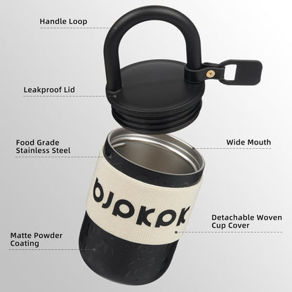 BJPKPK 13oz Insulated Stainless Steel Loop Tumbler With Lid And Handle Travel Coffee Mug Thermal Cup,Latte