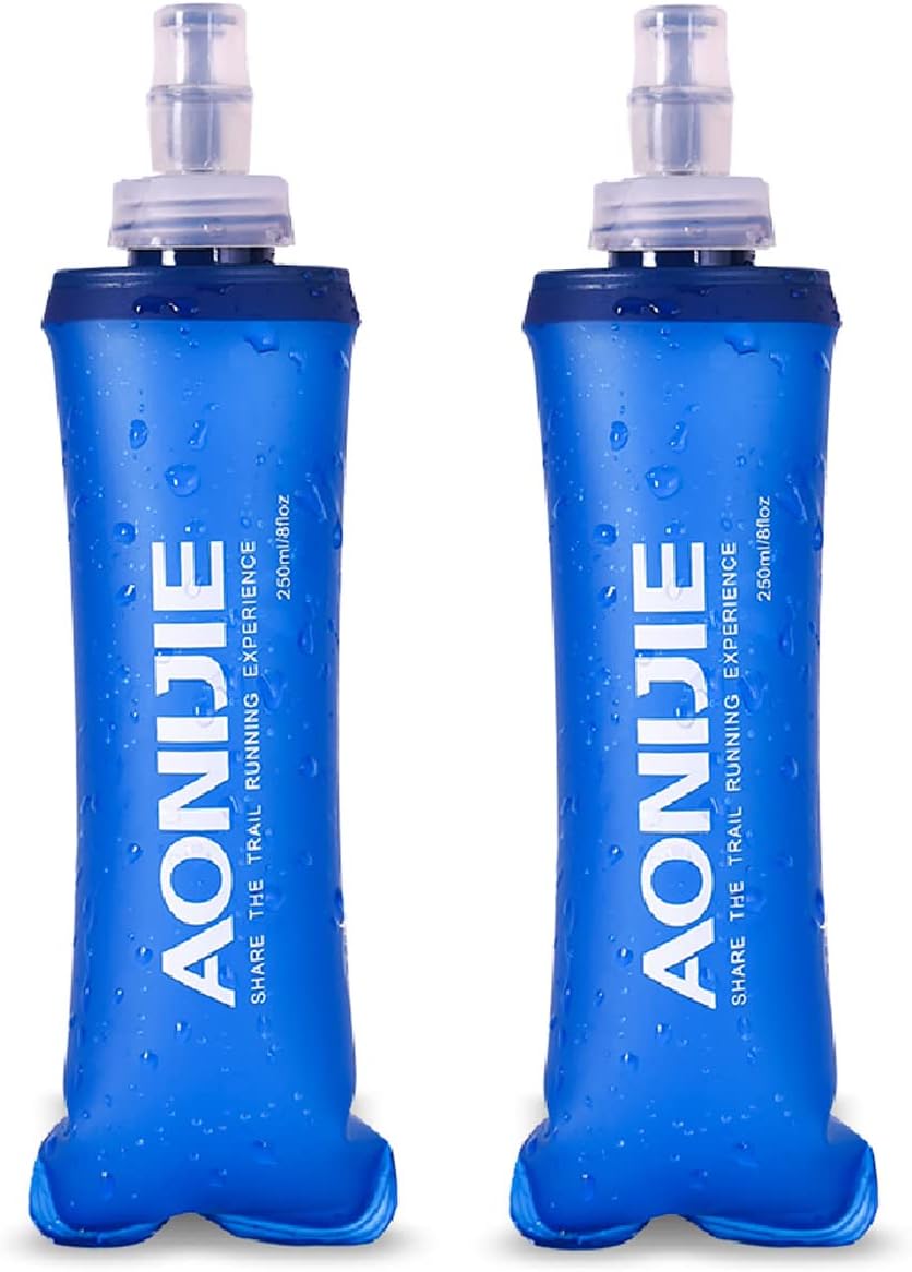 Azarxis TPU Soft Flask Collapsible Water Bottles BPA-Free 250ml 350ml 500ml for Hydration Vest Pack Running Hiking Cycling Climbing
