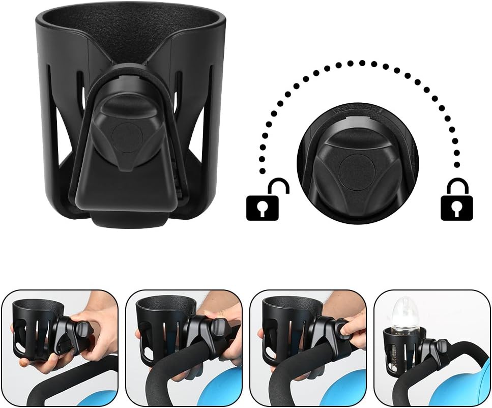 Accmor Stroller Cup Holder, Universal Cup Holder for Walker Wheelchair Bike, 360° Rotatable Stroller Cup Holder Attachment Accessories for Walker, Wheelchair, Scooter