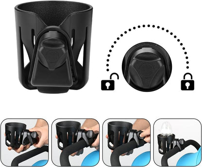 Accmor Stroller Cup Holder, Universal Cup Holder for Walker Wheelchair Bike, 360° Rotatable Stroller Cup Holder Attachment Accessories for Walker, Wheelchair, Scooter