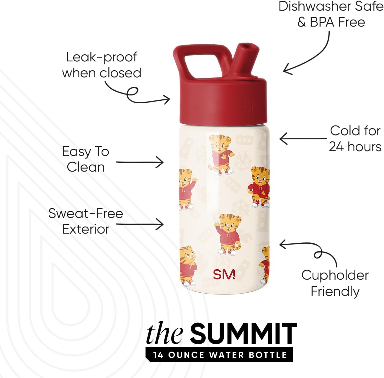 Simple Modern Kids Water Bottle with Straw Lid | 14oz Insulated Stainless Steel Kids Tumbler & Spill Proof Toddler Cup for School, Girls, Boys | Summit | Chloe Floral - Colors B