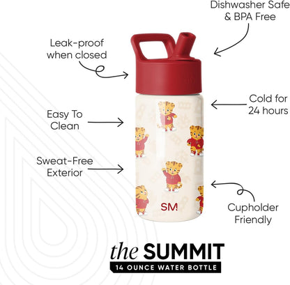 Simple Modern Kids Water Bottle with Straw Lid | 14oz Insulated Stainless Steel Kids Tumbler & Spill Proof Toddler Cup for School, Girls, Boys | Summit | Chloe Floral - Colors B