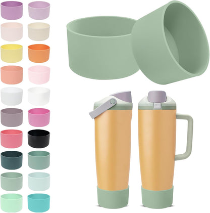 2PCS Silicone Boots for Owala 30oz & 40oz FreeSip Sway Bottles & Tumblers – Non-Slip, Scratch-Resistant, Stability Enhancer for Owala Accessories (Eucalyptus Green) - Colors B