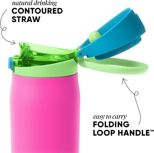 Simple Modern Mesa Loop Water Bottle with Covered Straw and Handle | 24oz Cup Holder Friendly Insulated Stainless Steel Bottles for Travel, Sports and School | Iris Sage - Colors A
