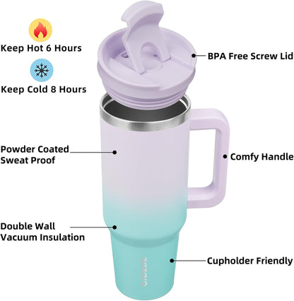 BJPKPK 30oz Stainless Steel Insulated Tumbler With Handle And Lid Straw Travel Coffee Mug Thermal Cup,Black