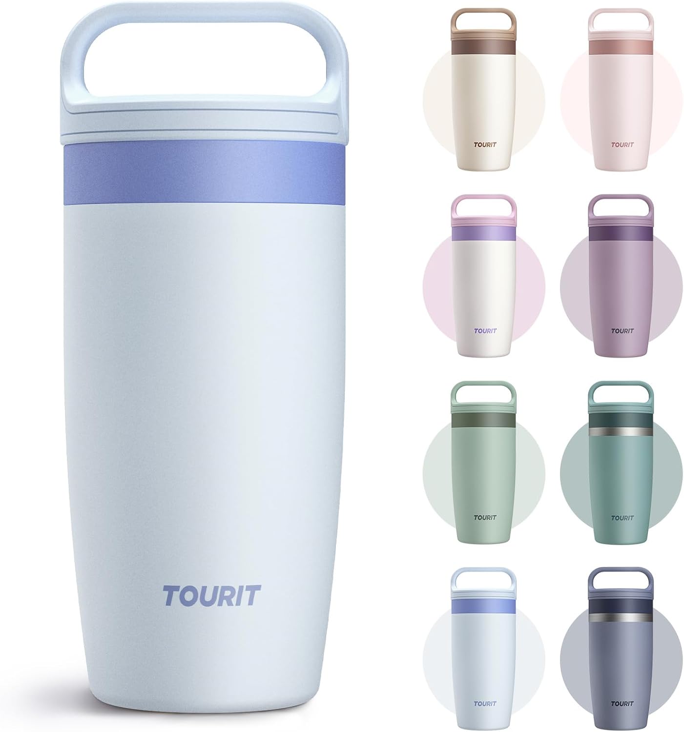 TOURIT Travel Coffee Mug 16 oz, Leakproof 2-Part Drink Lid Coffee Tumbler Cup, Insulated Stainless Steel Travel Mug, Dishwasher Safe Reusable Water Bottle, BPA-Free Coffee Mug,Dark Green