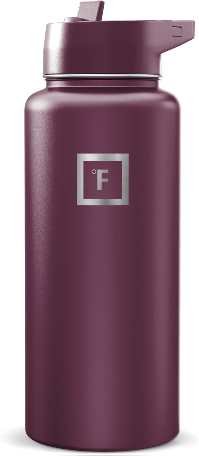 IRON °FLASK Camping & Hiking Hydration Flask with Straw, Wide Mouth Insulated Stainless Steel Sports Water Bottle - 22 oz Aurora