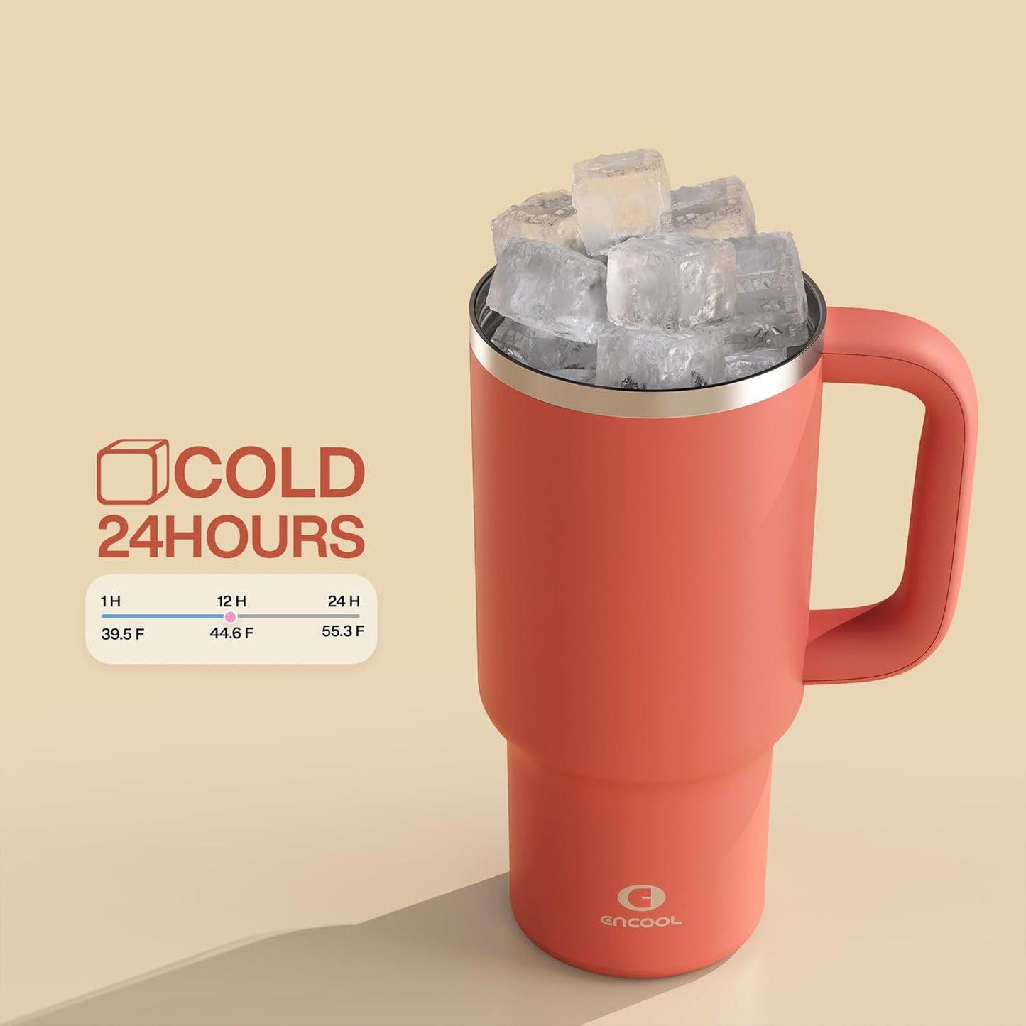 40 oz Tumbler with Handle and Straw: Stainless Steel Insulated Tumbler Keeps Cold for 24 Hours, Leakproof Travel Cup Fits in Cup Holder and BPA-Free, Cotton Candy