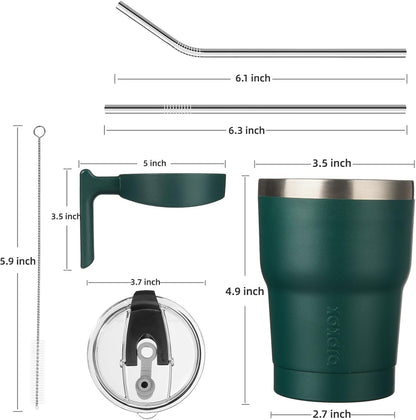 BJPKPK Tumbler With Handle And Straw Lid 40 oz Stainless Steel Insulated Coffee Tumbler Cups For Home, Office or Car,Turquoise