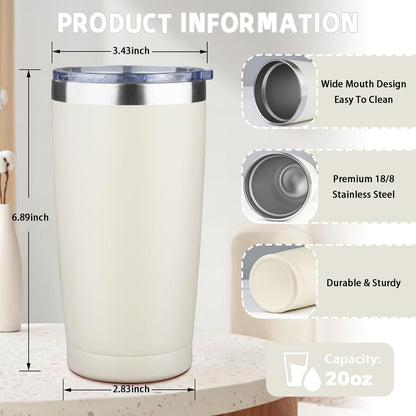 20 oz Tumbler with Lids and Straws, Stainless Steel Insulated Coffee Tumbler, Double Wall Vacuum Insulated Travel Mug Cup, Leakproof Thermal Coffee Cup for Hot and Cold Drinks (azure blue)