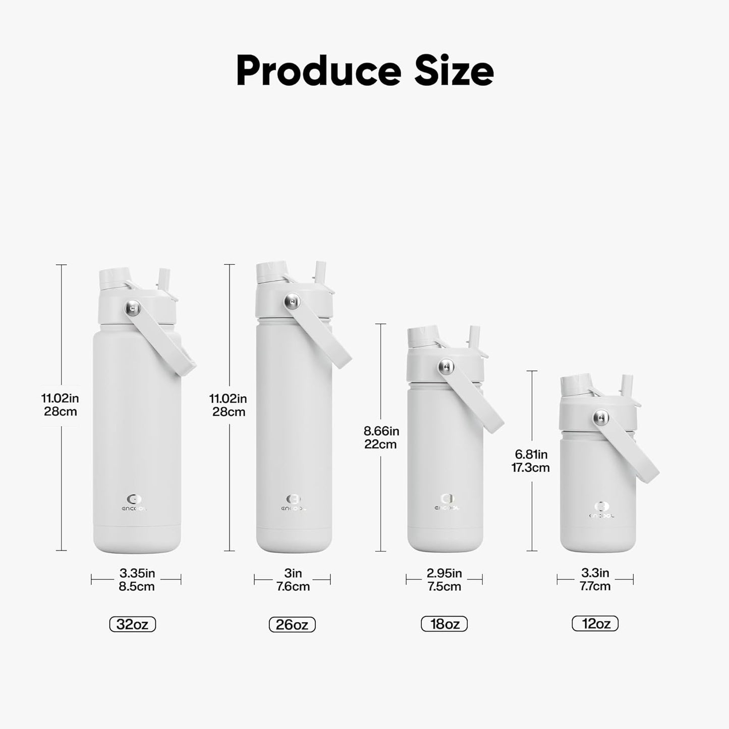 ENCOOL Insulated Water Bottle with Straw Stainless Steel Water Bottle, Leak-Proof, BPA-Free, Double Wall Vacuum Keeps Cold for 24 Hours for Sports, Travel, School (26 oz, Cotton Candy) - Colors D