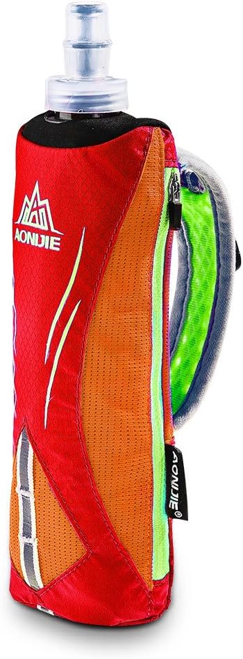 AONIJIE Quick Grip Handheld Water Bottle for Running, Hand Strap Hydration Pack with 500ml Handheld Soft Flask Water Bottle (Black)
