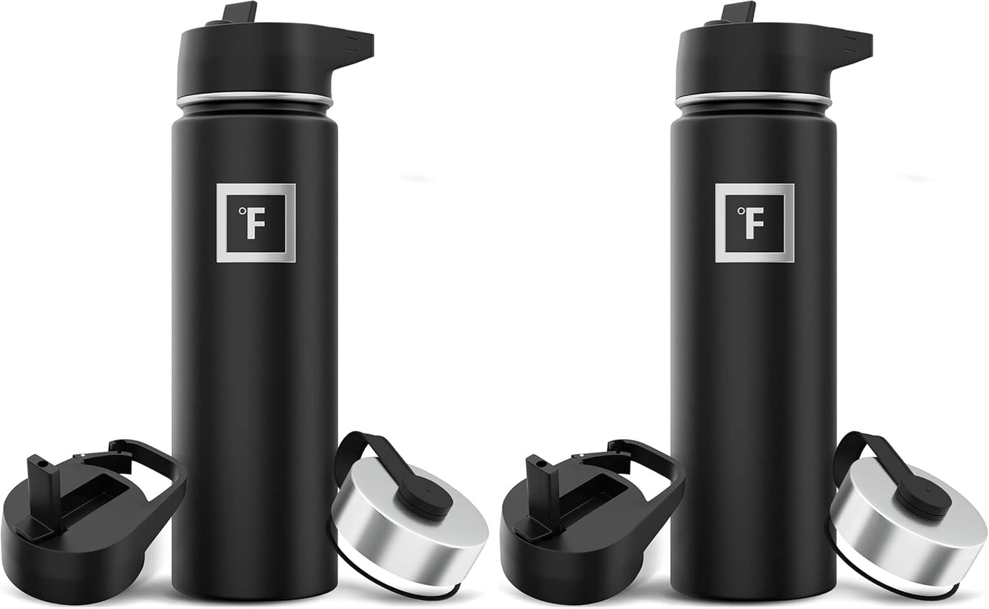 IRON °FLASK Camping & Hiking Hydration Flask with Straw, Wide Mouth Insulated Stainless Steel Sports Water Bottle - 22 oz Aurora