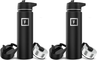 IRON °FLASK Camping & Hiking Hydration Flask with Straw, Wide Mouth Insulated Stainless Steel Sports Water Bottle - 22 oz Aurora