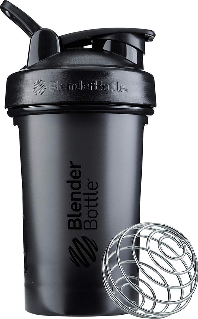 BlenderBottle Classic V2 Shaker Bottle Perfect for Protein Shakes and Pre Workout, 20-Ounce, Clear/Black