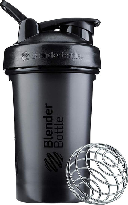 BlenderBottle Classic V2 Shaker Bottle Perfect for Protein Shakes and Pre Workout, 20-Ounce, Clear/Black
