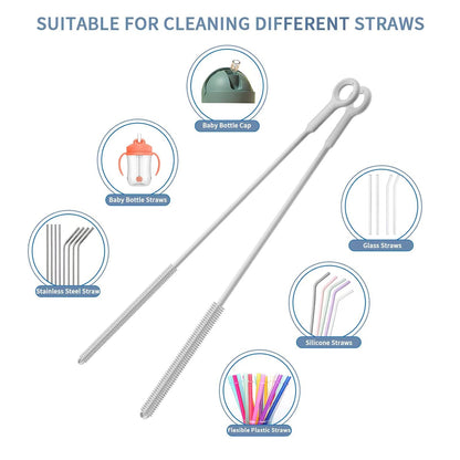 Silicone Cleaning Brush Kit,Water Bottle and Straw Cleaner Brush Set for Tumbler,Baby Bottle,Breast Pump Part,Nipple,Sippy Cup,Glass,Dishwasher Safe,BPA Free,3 Pcs