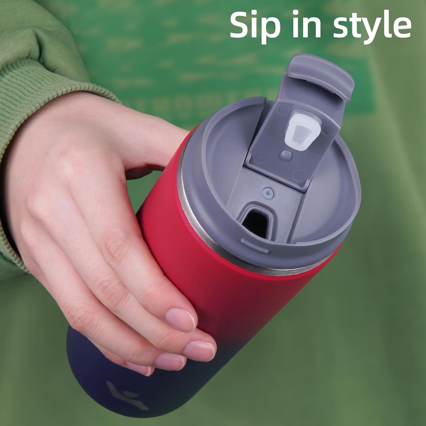 Konokyo Tumbler with Lid, 16 oz Travel Coffee Mug Double Wall Vacuum Stainless Steel Thermal Metal Cup Insulated Water Bottle,Navy Blue