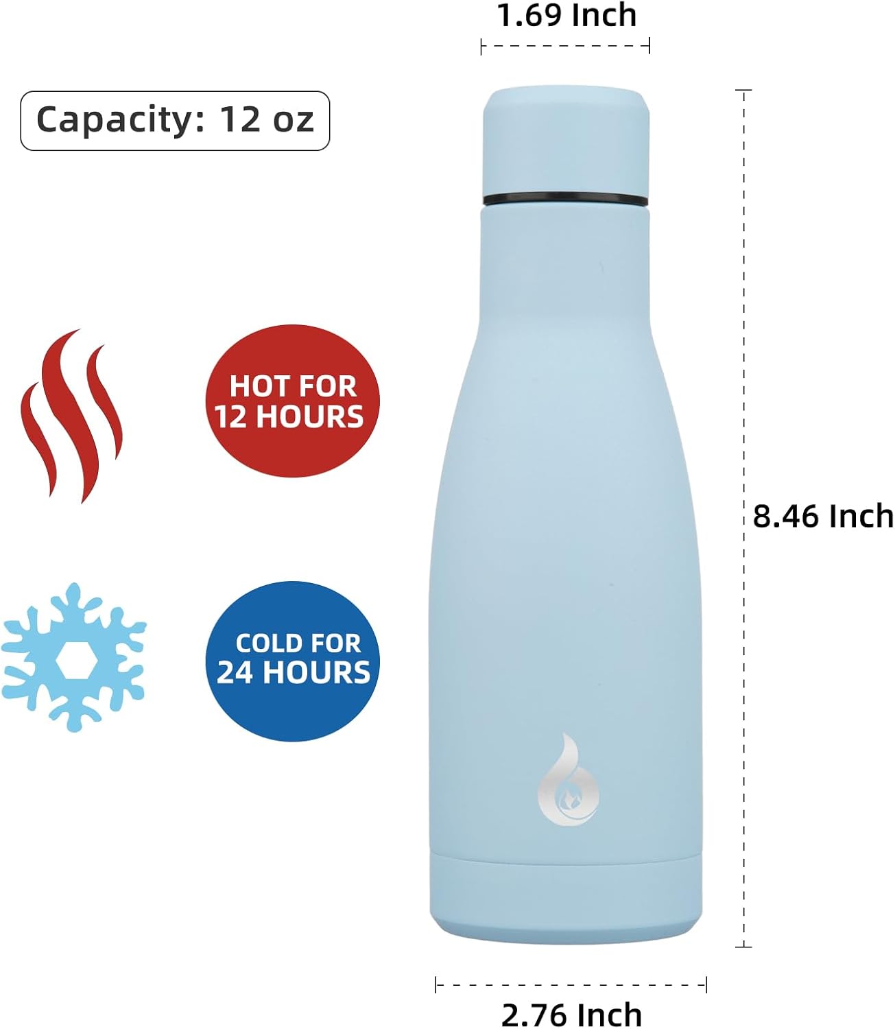 BJPKPK Insulated Water Bottle 12oz Small Stainless Steel Water Bottles Reusable Metal Thermal Keep Cold and Hot,Dreamy Purple - Colors A