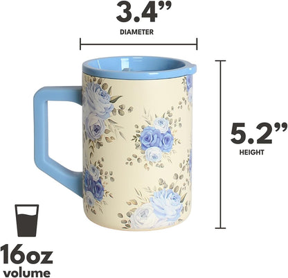 Elemental Insulated Coffee Mug - Triple-Wall Stainless Steel Summit Travel Cup for Hot and Cold Drinks - Thermal Coffee Mug with Lid and Handle for Camping, Office & Travel 16oz - Rainbow Speckle