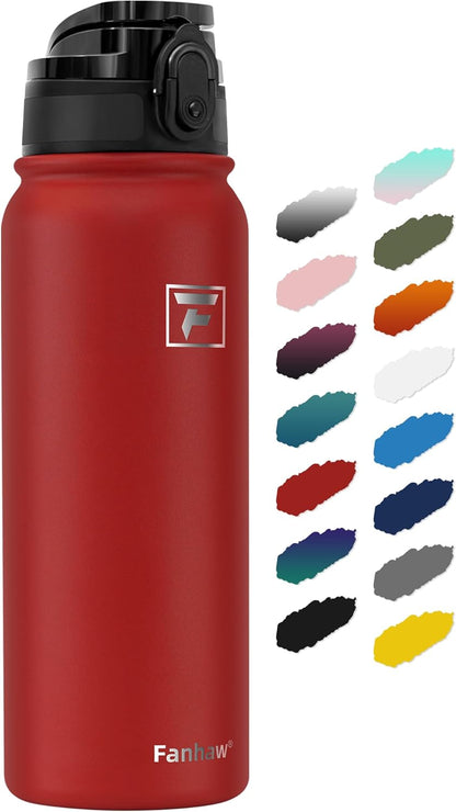 Fanhaw 20 oz Insulated Stainless Steel Water Bottle with Anti-Dust Chug Lid, Leakproof Vacuum Metal Everyday Use Bottle for Kids, Teens & Adults, Back to School Essentials (Green Blue)