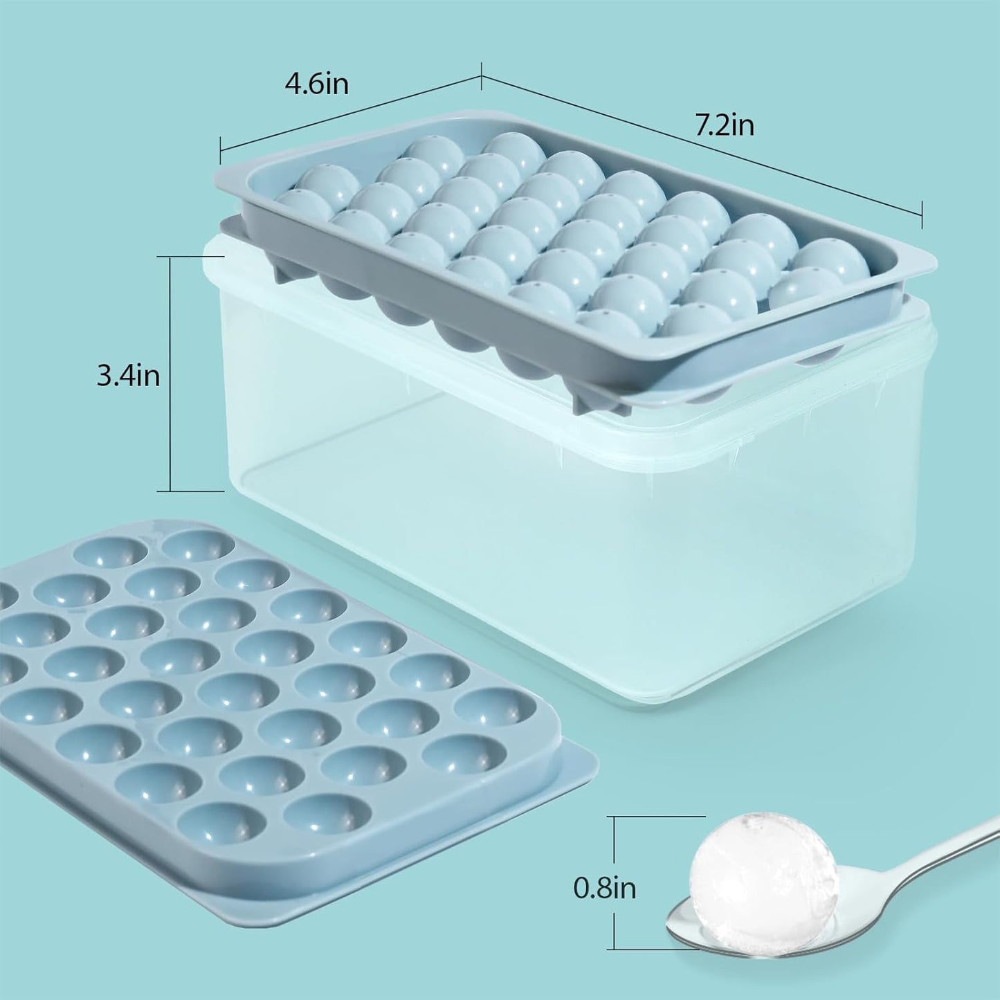 Ice Cube Tray with Lid and Bin – Round Ice Cube Trays for Freezer, BPA-Free Food-Grade Ice Mold, Stackable Ice Ball Maker, Iced Bucket Kits, Circle Ice Tray for Cocktails, Whiskey, Coffee, and Drinks