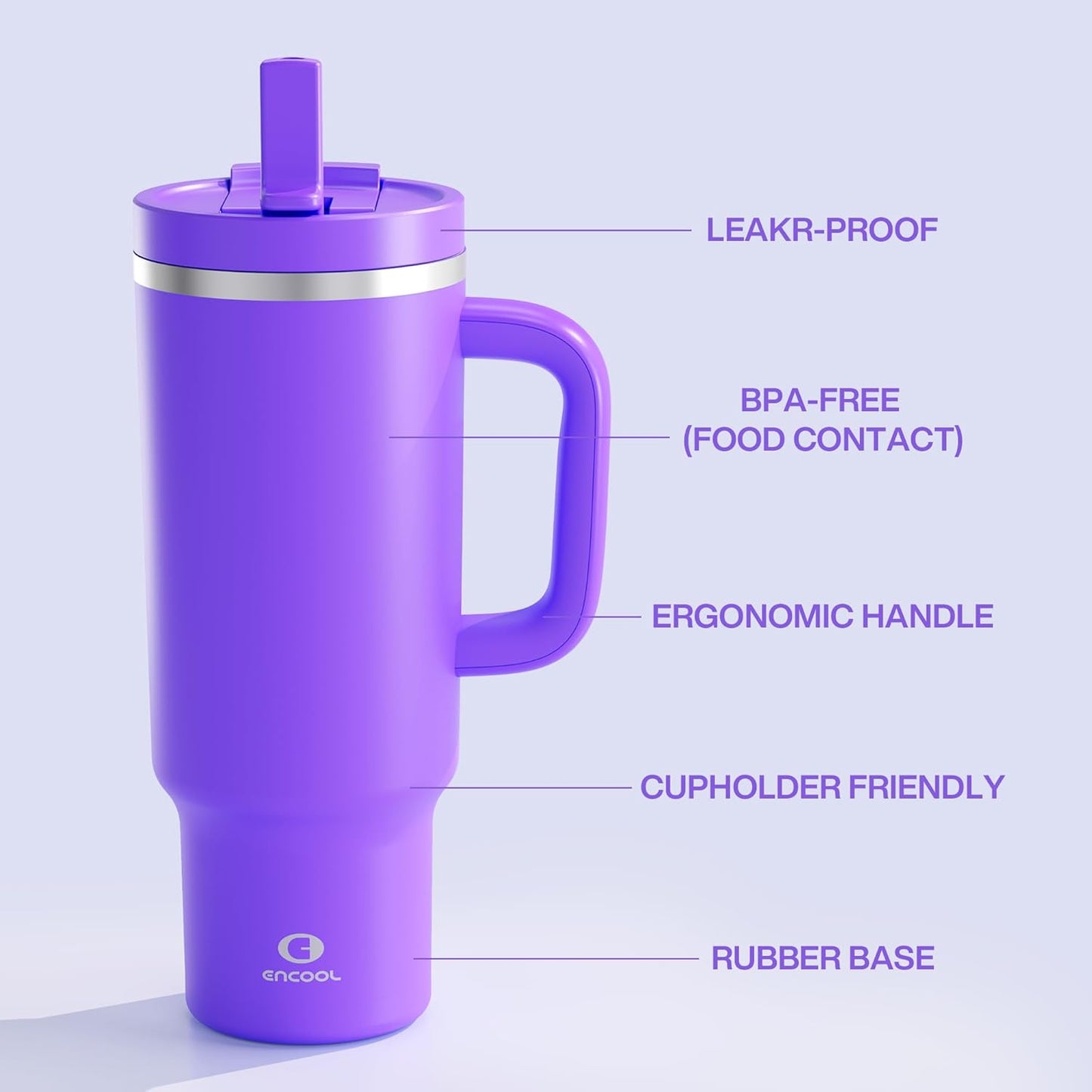 40 oz Tumbler with Handle and Straw: Stainless Steel Insulated Tumbler Keeps Cold for 24 Hours, Leakproof Travel Cup Fits in Cup Holder and BPA-Free, Cotton Candy